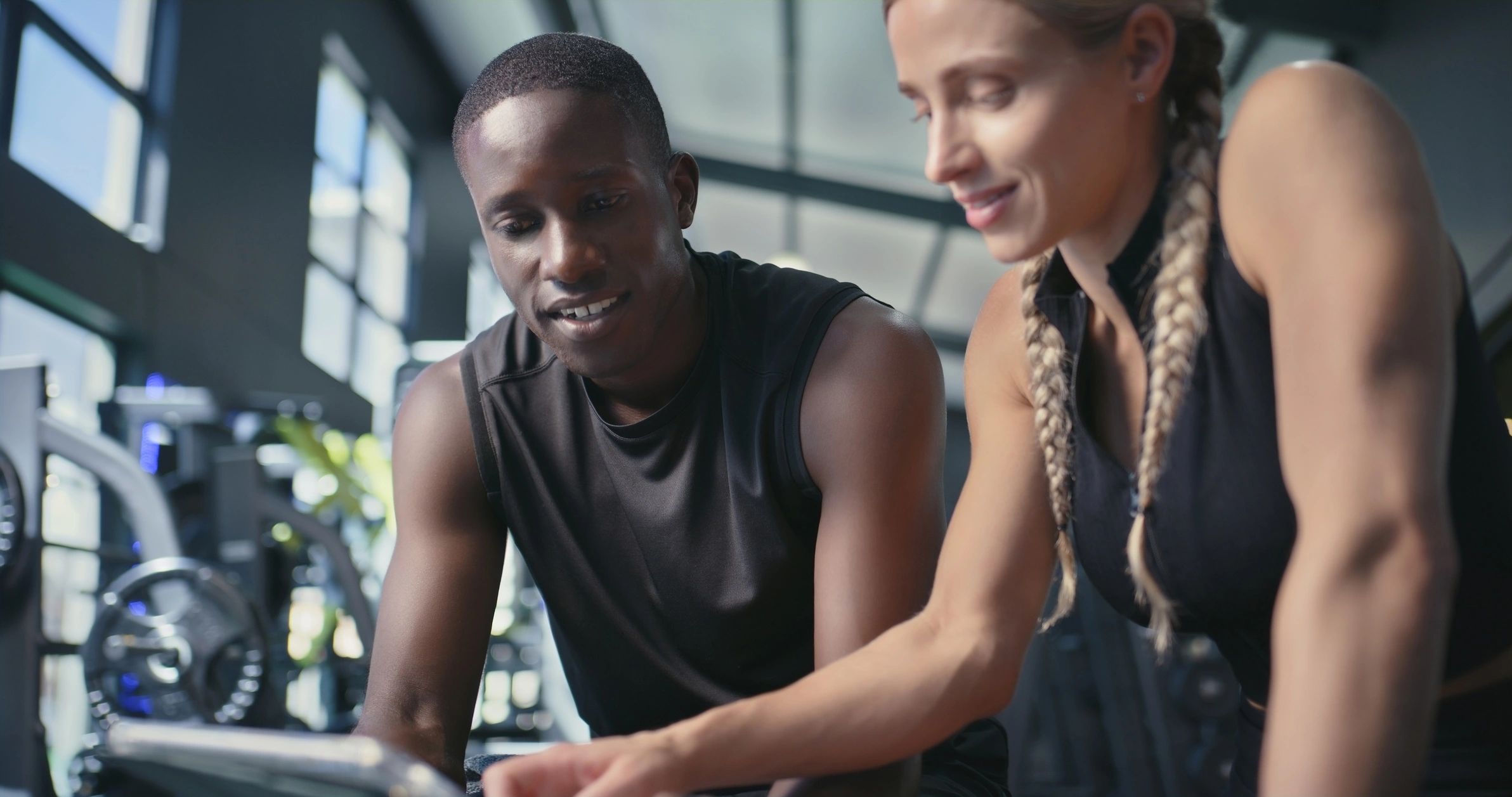 Fitness gym diverse members