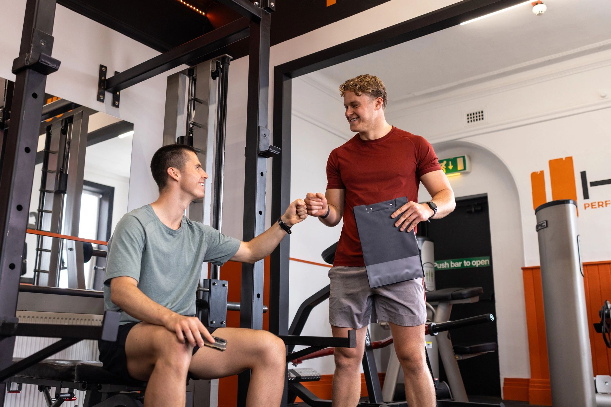 Energetic fitness coach gym